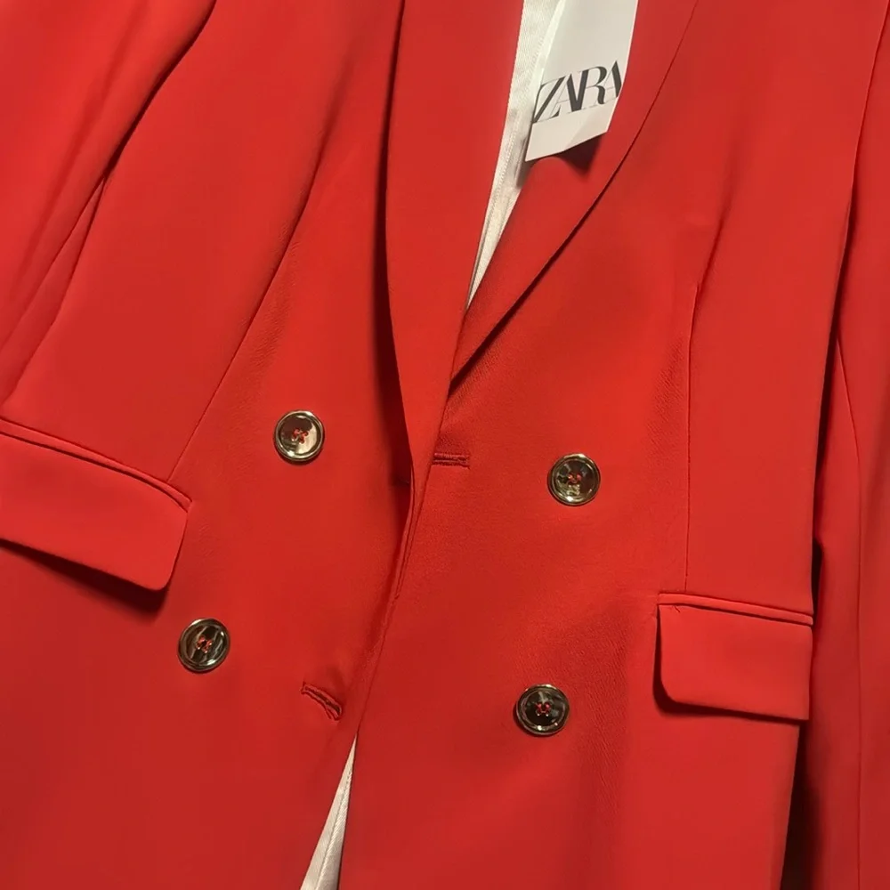 Zara Double Breasted Long Blazer Red Bloggers Favorite - Picture 13 of 15